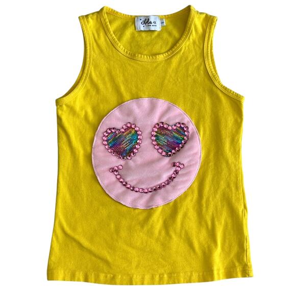 LOLA + THE BOYS Sequins and Jewels Smiley Face Tank Size 8 - Picture 1 of 5